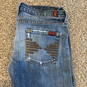 7 For All Mankind Women's Light Blue Jeans with Stitch Detail
